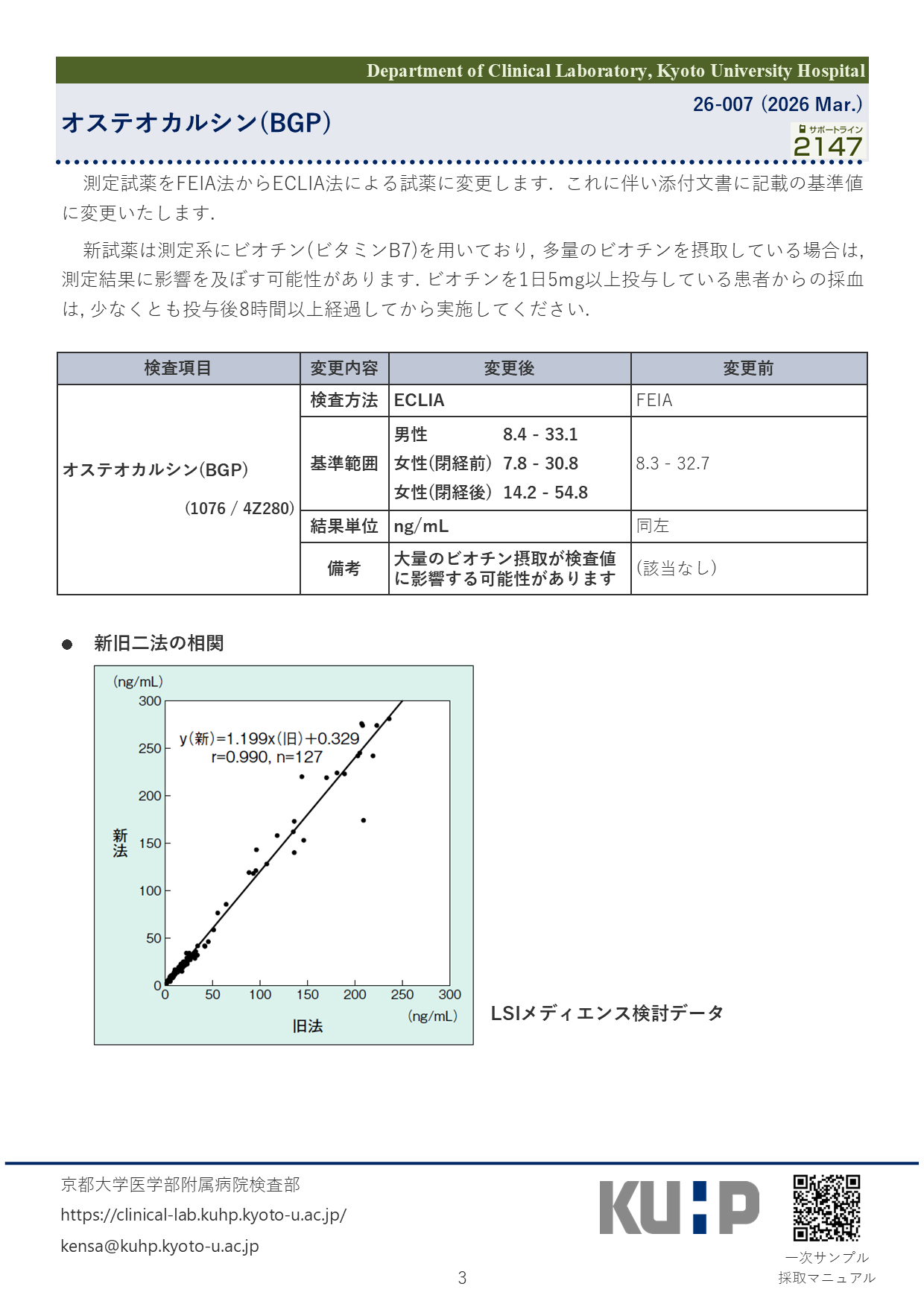 【2026 Mar.】<br />検体検査(外注) 内容変更のお知らせ (25-OH-ビタミンD・グルカゴン・BGP・HPV-DNA同定・LA)
